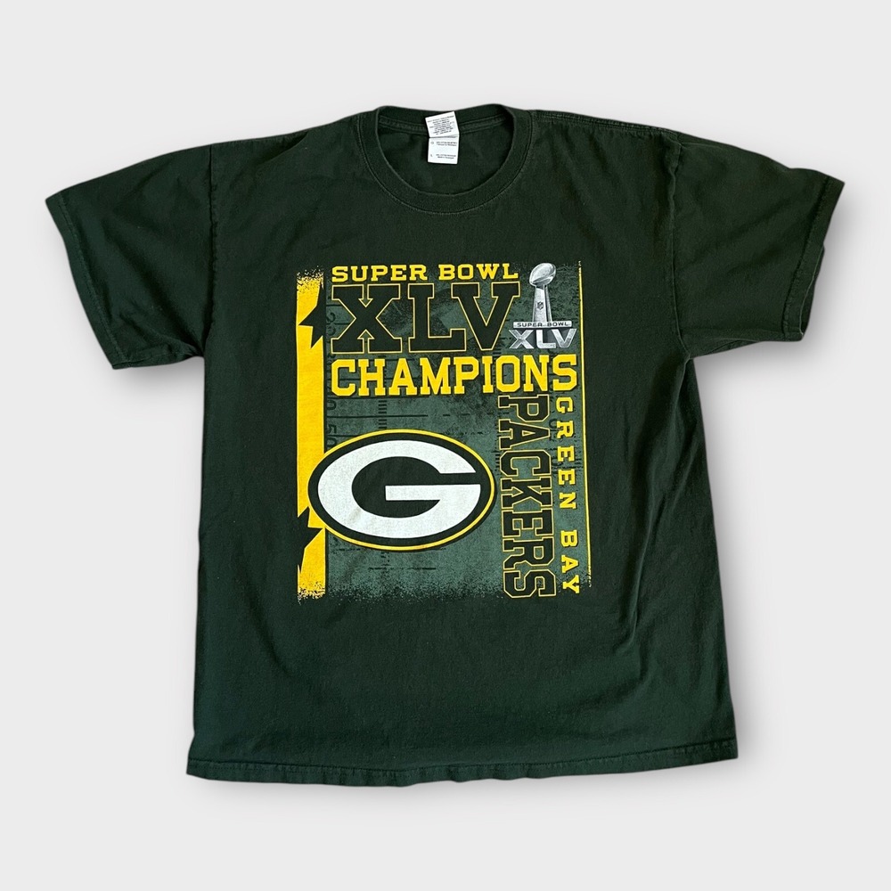 Green Bay Packers Super Bowl XLV Champions T-Shirt Mens Large Green NFL